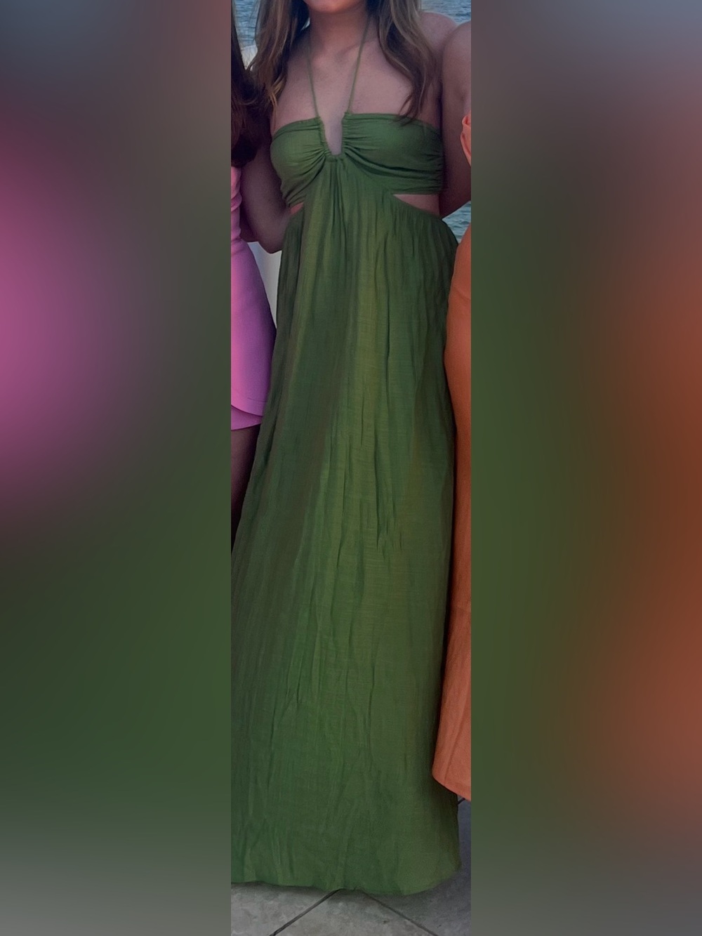 CocoLilly’s Olive Green Maxi Halter Dress